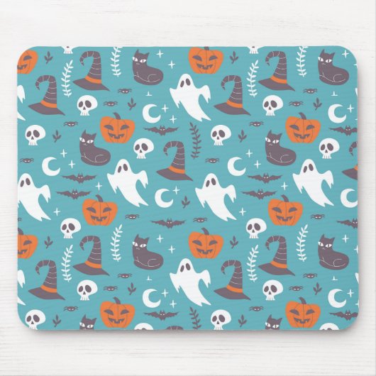 Tapis De Souris Motif d'Halloween Turquoise amusant (Devant)