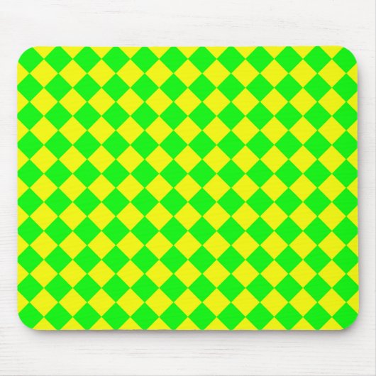 Tapis De Souris Motif diamant à carreaux jaune vert (Devant)