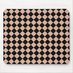 Tapis De Souris Motif diamant à carreaux rose noir
