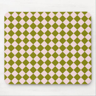 Tapis De Souris Motif diamant à carreaux rose vert