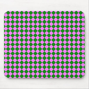 Tapis De Souris Motif diamant à carreaux rose vert