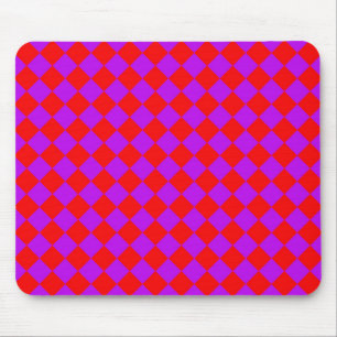 Tapis De Souris Motif diamant à carreaux rouge violet