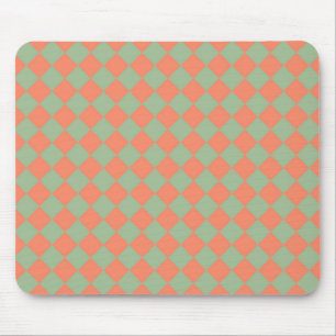 Tapis De Souris Motif diamant à carreaux vert olive rose saumon