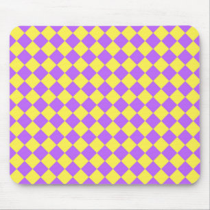 Tapis De Souris Motif diamant damier jaune violet