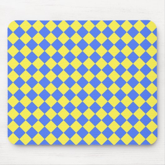 Tapis De Souris Motif diamant jaune bleu Checker (Devant)