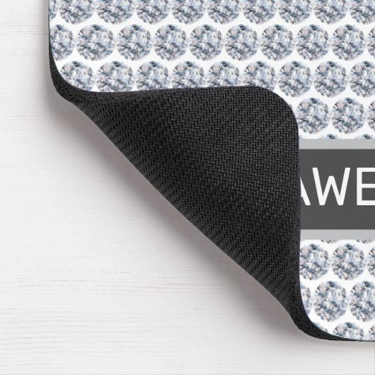 Tapis De Souris Motif diamant/mosaïque fractale en argent et blanc (Coin)