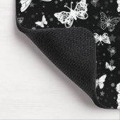 Tapis De Souris Motif d'illustration noir blanc papillon (Coin)