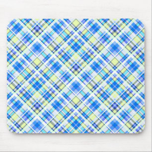 Tapis De Souris Motif d'impression à damiers jaune et bleu clair