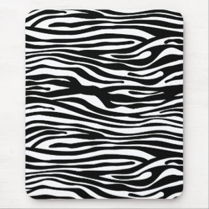 Tapis De Souris Motif d'impression de zèbre - noir et blanc