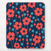Tapis De Souris Motif d'impression floral bleu marine (Devant)