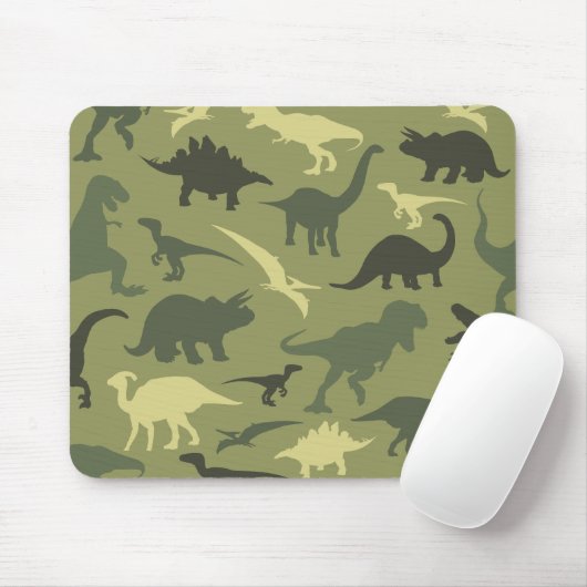 Tapis De Souris Motif Dinosaure, Silhouette Dinosaure, Dino Vert (Avec souris)