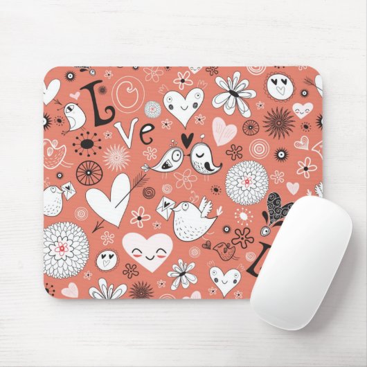 Tapis De Souris Motif d'inséparables (Avec souris)