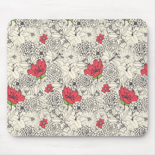 Tapis De Souris Motif du jardin de fleurs de pavot (Devant)