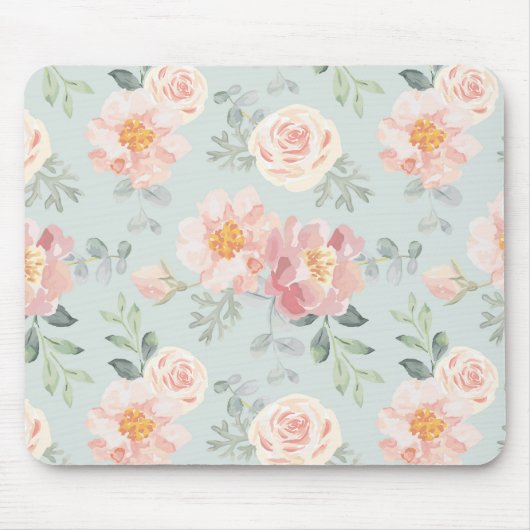 Tapis De Souris Motif du jardin rose Rose Rose Pastel (Devant)