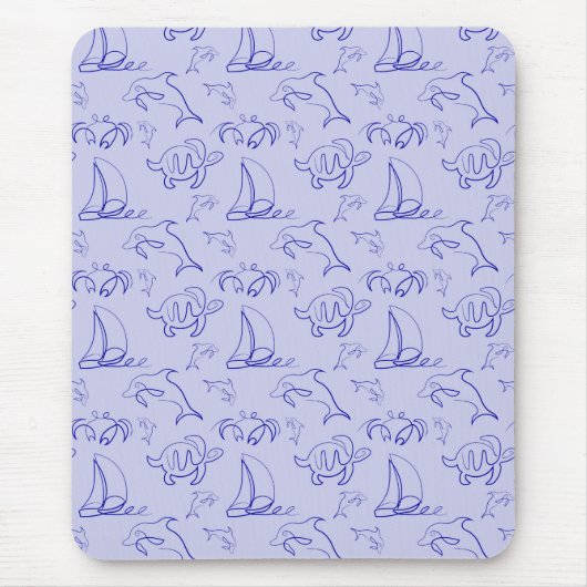Tapis De Souris Motif d'une ligne d'animal marin et voilier (Devant)
