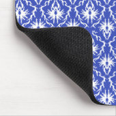 Tapis De Souris Motif élégant de damassé. Bleu et blanc (Coin)