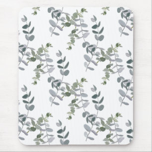 Tapis De Souris Motif élégant de feuilles d'eucalyptus vert sauge