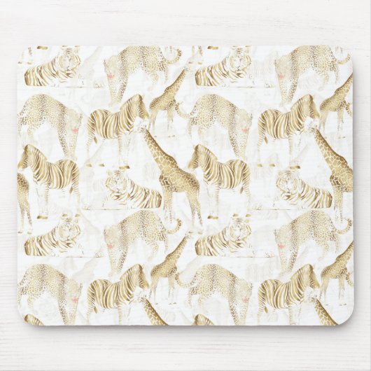 Tapis De Souris Motif élégant Gold Jungle Wild Animaux (Devant)