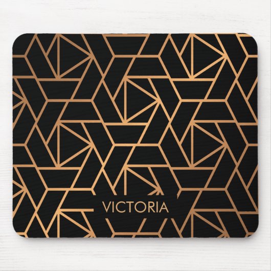 Tapis De Souris Motif élégant noir et or (Devant)