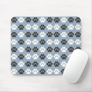 Tapis De Souris Motif Empreinte de Patte Argent Bleu