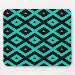 Tapis De Souris Motif en diamant noir et turquoise