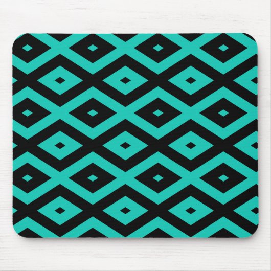 Tapis De Souris Motif en diamant noir et turquoise (Devant)