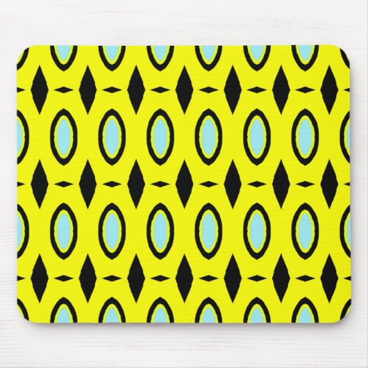 Tapis De Souris Motif en Jaune, Bleu et Noir (Devant)