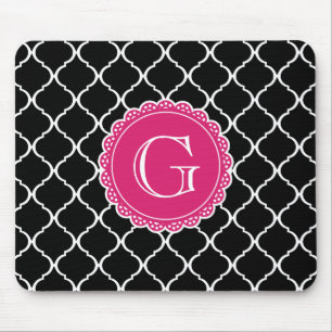 Tapis De Souris Motif en latte marocain noir Hot rose