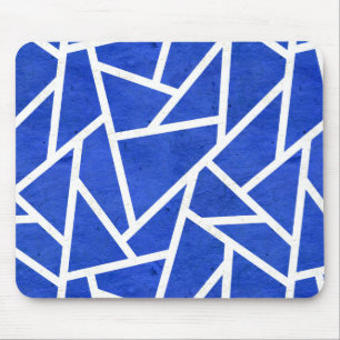 Tapis De Souris Motif en mosaïque bleue et blanche