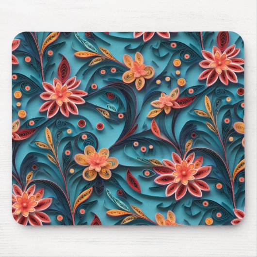 Tapis De Souris Motif en papier floral sans joint Mousepad (Devant)