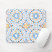 Tapis De Souris Motif en tuiles marocaines en bleu et orange (Avec souris)