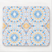 Tapis De Souris Motif en tuiles marocaines en bleu et orange (Devant)