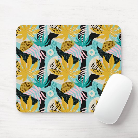 Tapis De Souris Motif Feuille de la forêt tropicale tropicale (Avec souris)