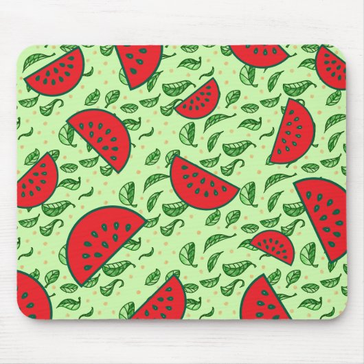 Tapis De Souris Motif feuille et pastèques (Devant)