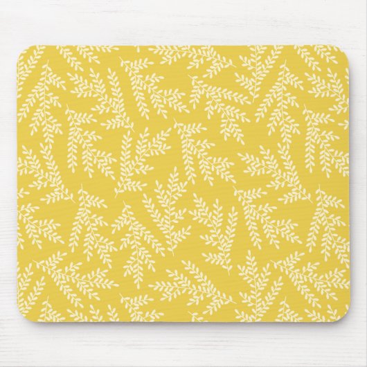 Tapis De Souris Motif Feuille moderne de moutarde jaune (Devant)