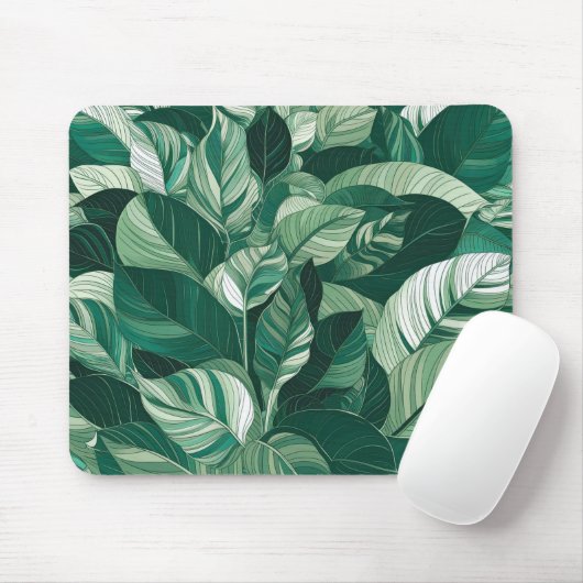 Tapis De Souris Motif Feuille vert moderne (Avec souris)