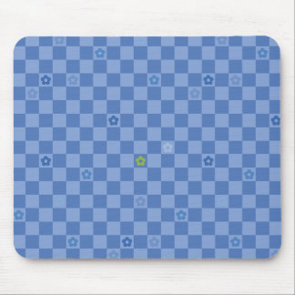 Tapis De Souris Motif Fleur à Damier N° 01 - Bleu Clair