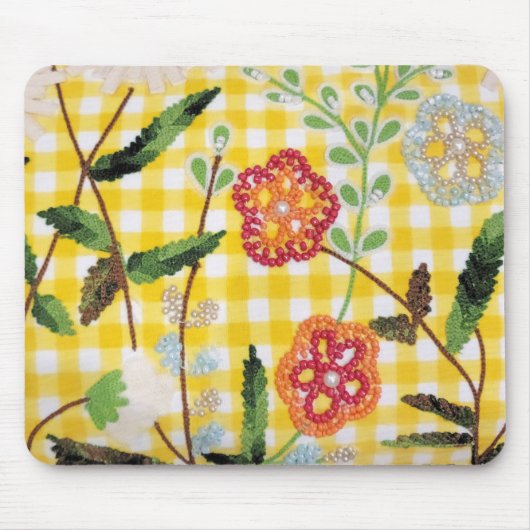 Tapis De Souris Motif Fleur perlé sur En vichy (Devant)