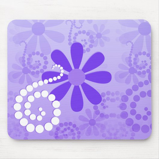 Tapis De Souris Motif Fleur Rétro Fille Purple Daisy (Devant)