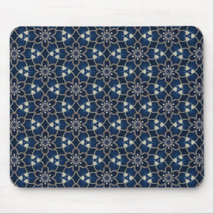 Tapis De Souris Motif Fleurs Bleu Minuit