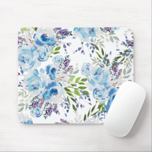 Tapis De Souris Motif floral aquarelle bleue sans couture