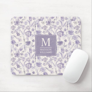 Tapis De Souris Motif floral aquarelle lavande violet fleurs