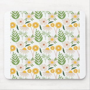 Tapis De Souris Motif Floral Blanc Fleur Décor Sans Seamless
