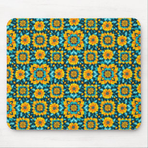 Tapis De Souris Motif floral bohème sans couture dans un style fol