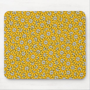 Tapis De Souris Motif floral chevauchant jaune vif