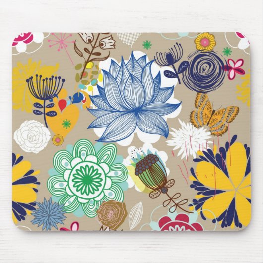Tapis De Souris Motif floral dans le rétro style 3 (Devant)