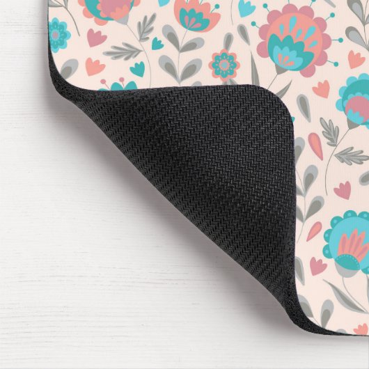 Tapis De Souris Motif floral d'art populaire turquoise et de (Coin)