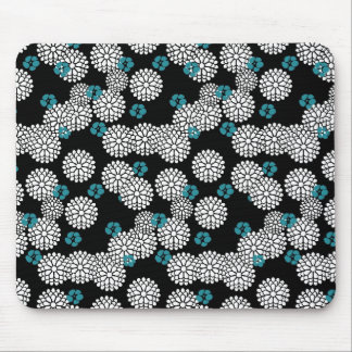 Tapis De Souris Motif floral de fleurs bleues noires de Sakura