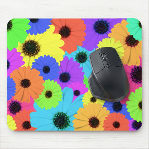Tapis De Souris Motif floral de marguerite psychédélique coloré