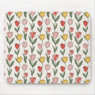 Tapis De Souris Motif floral de tulipe moderne, botanique doux de